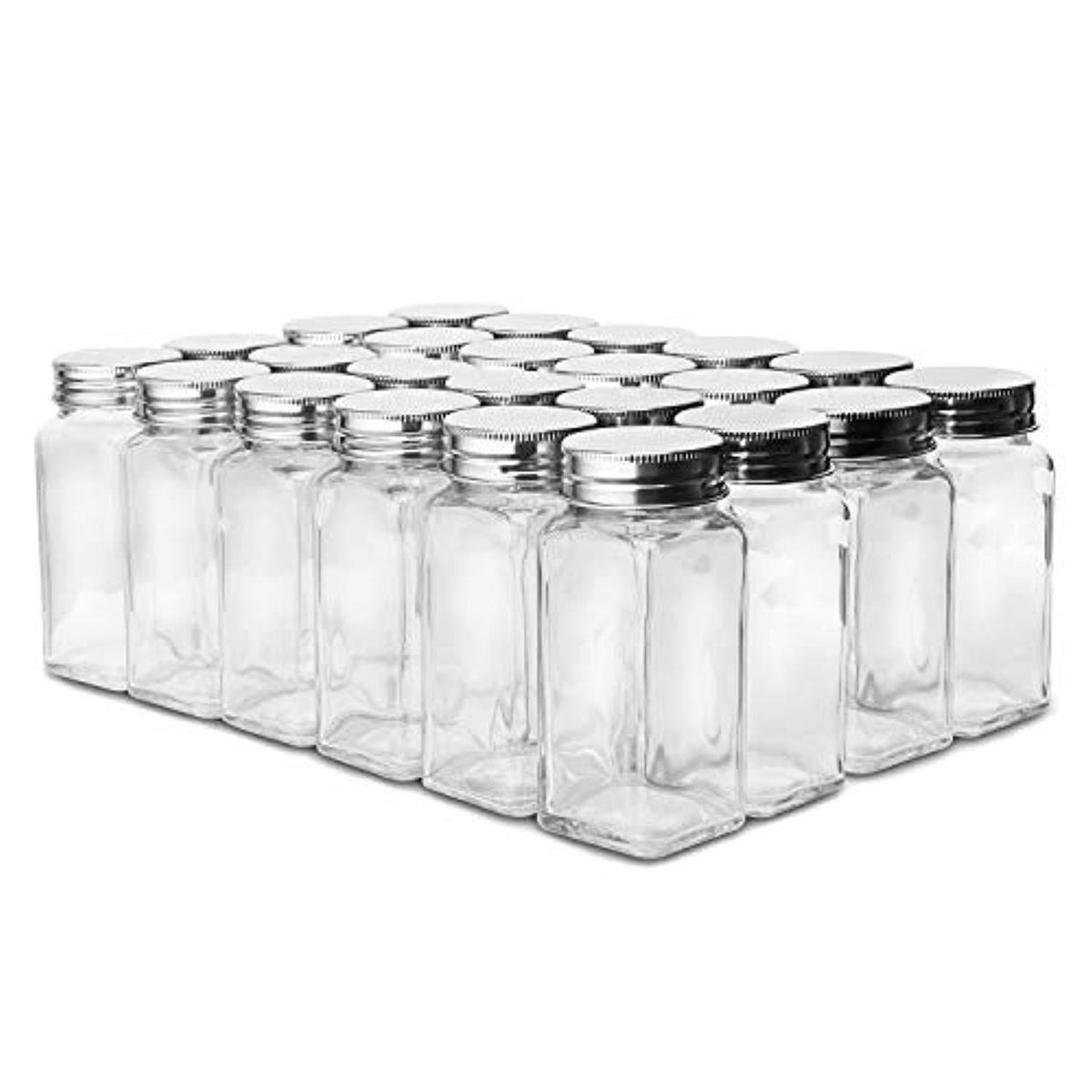 Aozita 24 Pcs Glass Spice Jars/Bottles - 4oz Empty Square Spice Containers  with 612 Spice Labels 