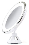 Sparrow Decor Lighted Makeup Mirror 7X Daylight LED Wall Mount Mirror with Locking Suction Cup and Rotating Adjustable Tilting Arm Folds Into Travel Magnifying Mirror - Illuminated Cosmetic Mirror