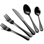 Black Silverware Set - 20 Pieces Black Flatware Set, Stainless Steel Cutlery Set Service for 4, Mirror Polished Tableware Utensil Set, Knives Forks Spoons for Home Kitchen Restaurant, Dishwasher Safe