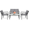 Best Choice Products 4-Piece Patio Metal Conversation Furniture Set w/Loveseat, 2 Chairs, and Glass Coffee Table- Gray