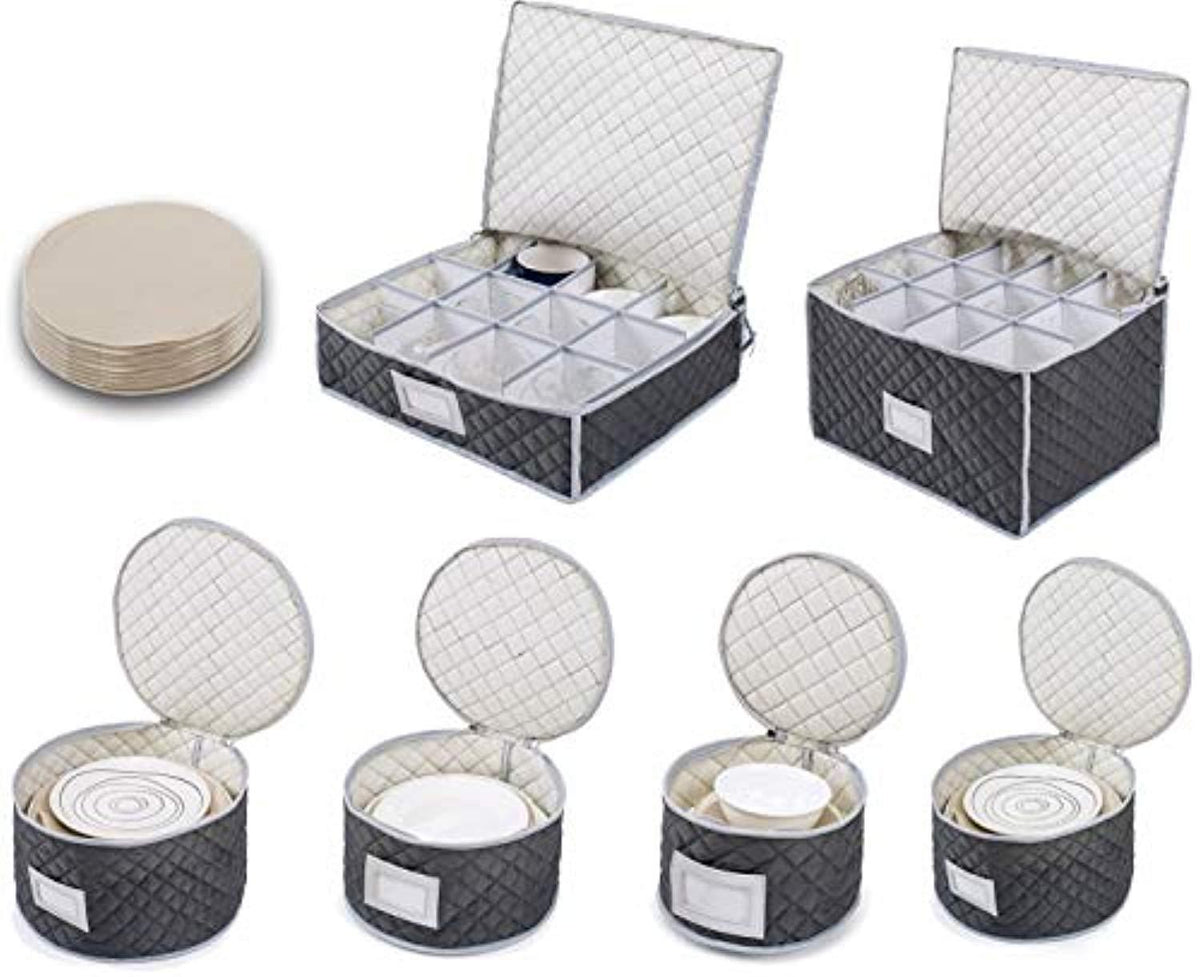 Woffit Luxurious Quilted “Complete Dinnerware Storage Set” #1 Best Pro ...