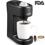 Aicok Single Serve Coffee Maker, Single Cup Travel Coffee Brewer with One-Touch Button for Most Single Cup Pods including K-CUP pods, Quick Brew Technology, 800W, Black