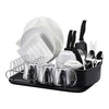 Professional Dish Drying Rack by CaliKitched - 304 Stainless Steel No Corrosion - Built Tough (Dimensions 17" x 12" x 5") - Knife, Utensil and Cup Holders Included