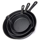 HUFTGOLD Cast Iron Skillet 3-Piece Set, Kitchen Pre-Seasoned Cast Iron Skillet Pan Set, 10-Inch, 8-Inch & 6-Inch Cookware Set