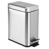 mDesign 5 Liter Rectangular Small Stainless Steel Step Trash Can Wastebasket, Garbage Container Bin for Bathroom, Powder Room, Bedroom, Kitchen, Craft Room, Office - Removable Liner Bucket, Brushed