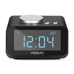 YISSVIC Digital Alarm Clock with 3.2” Display FM Radio AUX-in Speaker Indoor Thermometer 2 USB Charger Port Snooze and Dual Alarm for Bedroom Black (3.2'')