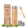 Bamboo Travel Tumbler Tea Infuser- 17oz Stainless Steel Thermos & Strainer, Mug for Hot/Cold Brew Coffee, Vacuum Insulated Bottle, Mesh filter for loose leaf, Fruit Infused Water Flask