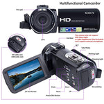 Video Camera Camcorder SOSUN HD 1080P 24.0MP 3.0 Inch LCD 270 Degrees Rotatable Screen 16X Digital Zoom Camera Recorder and 2 Batteries(301S-Plus)