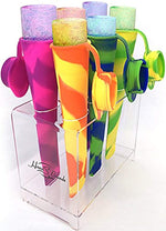 Silicone Popsicle Molds with Attached Lids - Set of 6 -  and Ice Pop Stand