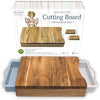 Cutting Board with Trays - Organic Acacia Wood Butcher Block with Containers White Pale Blue