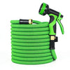 GardenJoy Garden Hose, 100ft Expandable Water Hose with All Improved Leakproof 3/4 Solid Brass Connector, 3300D Stretch Fabric With 9 Function High Pressure Spray Nozzle Flexible Expanding Hose, Green