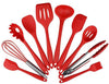 Silicone Heat Resistant Kitchen Cooking Utensil 10 Piece Cooking Set Non-Stick Kitchen Tools (Red)