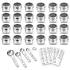 24 Magnetic Spice Tins, 117 PVC Spice Labels, 4 Stainless Steel Measuring Spoons and Recipes E-book by Sanquility. Round Storage Spice Jars Set of 24, Clear Top Lid with Sift or Pour