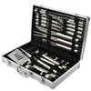 BBQ Grill Tools Set with 26 Barbecue Accessories - Stainless Steel Utensils with Aluminium Case - Complete Outdoor Grilling Kit