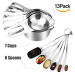 Stainless Steel Measuring Cups and Spoons by XUZOU. Stainless Steel Measuring Cups and Spoons Set of 13. Liquid Measuring Cup or Dry Measuring Cup Set. Stainless Measuring Cups, Nesting cups