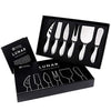 LUNAR Premium 6-Piece Cheese Knife Set - Complete Stainless Steel Cheese Knives Collection