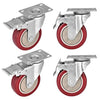 4" Swivel Rubber Caster Wheels with Safety Dual Locking Heavy Duty 1200lbs Casters Set of 4 with Brake