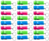 Mini Flashlight Keychain - 24 Pack Assorted Colors, Green, Light Blue and Pink, Batteries Included - for Kids, Party Favor, Goody Bag Filler, Gift, Prize, Pocket Size, Chain for Key.