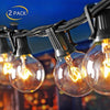 (2 Pack) 25Ft Outdoor Patio String Lights with 25 Clear Globe G40 Bulbs and 1 Spare Bulb, UL listed Hanging Indoor/Outdoor String Lights, Perfect for Backyard Porch Garden Market（52 Bulbs 50FT）