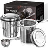 Homemaxs Tea Infuser 304 Stainless Steel Including 2 Mesh Tea Strainer & 1 Scoop with Double Folding Handles for Hanging on Teapots, Mugs, Cups