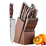 Knife Set,15-Piece Kitchen Knife Set with Block Wooden,Chef Knife Set with Sharpener,Germany High Carbon Stainless Steel Knife Block Set,Boxed Knife Sets,ROMEKER