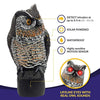 Lijo Solar Owl Animal Scarecrow – Motion Activated Owl Decoy with Sound and Flashing Eyes, Realistic Decor for Your Garden, Bird Repellant, 16 inches, New and Improved