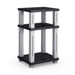 Tangkula End Table, 3-Tier Square Wood Storage Shelf Display Shelving Night Stand Sofa Side Table for Home Office (2, Black)