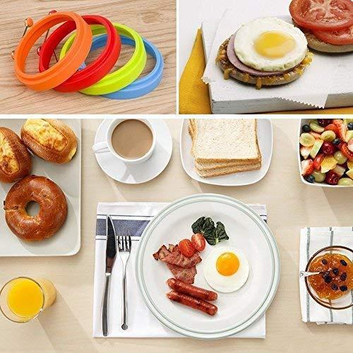 Silicone Egg Ring- Pancake Breakfast Sandwiches - Benedict Eggs - Omelets  and More Nonstick Mold Ring Round (4-pack)