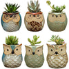 YLINGSU Cerami Succulent Cactus Plant Flower Conta 6 in Set 2.5 inch Owl Pot Ceramic Flowing Glaze Base Serial, Blue (Plants not included)