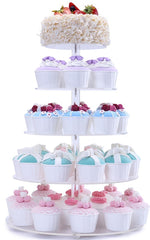 BonNoces 5 Tiers Round Acrylic Pastry Wedding Cupcake Stands Tower Tree-Cupcake Carrier-Clear Tiered Cake Stand Tall Jumbo-Round Dessert Stands-Cupcake Display Stand