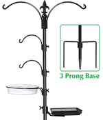 Gray Bunny GB-6844 Premium Bird Feeding Station Kit, 22" Wide x 91" Tall (82 inch Above Ground) Black, A Multi Feeder Hanging Kit & Bird Bath for Attracting Wild Birds, Birdfeeder and Planter Hanger