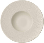 Villeroy & Boch Manufacture Rock Blanc Pasta Plate, Structured Crockery Porcelain, White, 29 cm