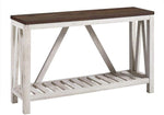 New 52 Inch A-Frame Rustic Entry Table - Dark Walnut Top with White Oak Finish