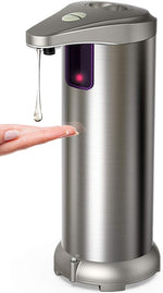 Hanamichi Soap Dispenser, Touchless Automatic Soap Dispenser Equipped Stainless Steel w/Infrared Motion Sensor Waterproof Base Adjustable Switches Suitable for Bathroom Kitchen Hotel Restaurant