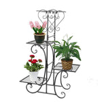 Moutik Corner Metal Flower Holder Racks 4 Tier Shelves for Indoor Outdoor Plant Flower Stand Rack Shelf for Multiple Plants,Black