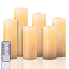 Homemory Flameless Battery Operated Candles Set of 6(D2.2"x H 5" 6" 7" 8"), Ivory Real Wax Pillar LED Candles with Remote Timer, Amber Yellow Flickering Flameless Candles for Home Decoration