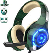 PS4 Gaming Headset with mic, Beexcellent Xbox One Headset with Stereo Sound Noise Isolation Memory Foam LED Light for PC Laptop Tablet