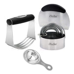 Biscuit Cutter, Dough Blender, iNeibo Pastry Scraper with Egg Separator, Heavy Duty & Durable Baking Dough Tools