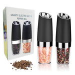 AUYI Gravity Electric Salt and Pepper Grinders Set-Automatic Operation,Adjustable Coarseness, 6 AAA Batteries Powered (NO INCLUDE),Pack of 2