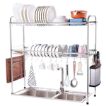 1208S 304 Stainless Steel Over Sink Drying Rack Dish Drainer Rack&Kitchen Organizer (Double Groove-Double-layer)