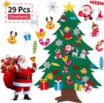 YOHEER Felt Christmas Tree, 3.35ft DIY Christmas Tree with 29 Pcs Xmas Gifts Santa Claus Ornaments Wall Decor