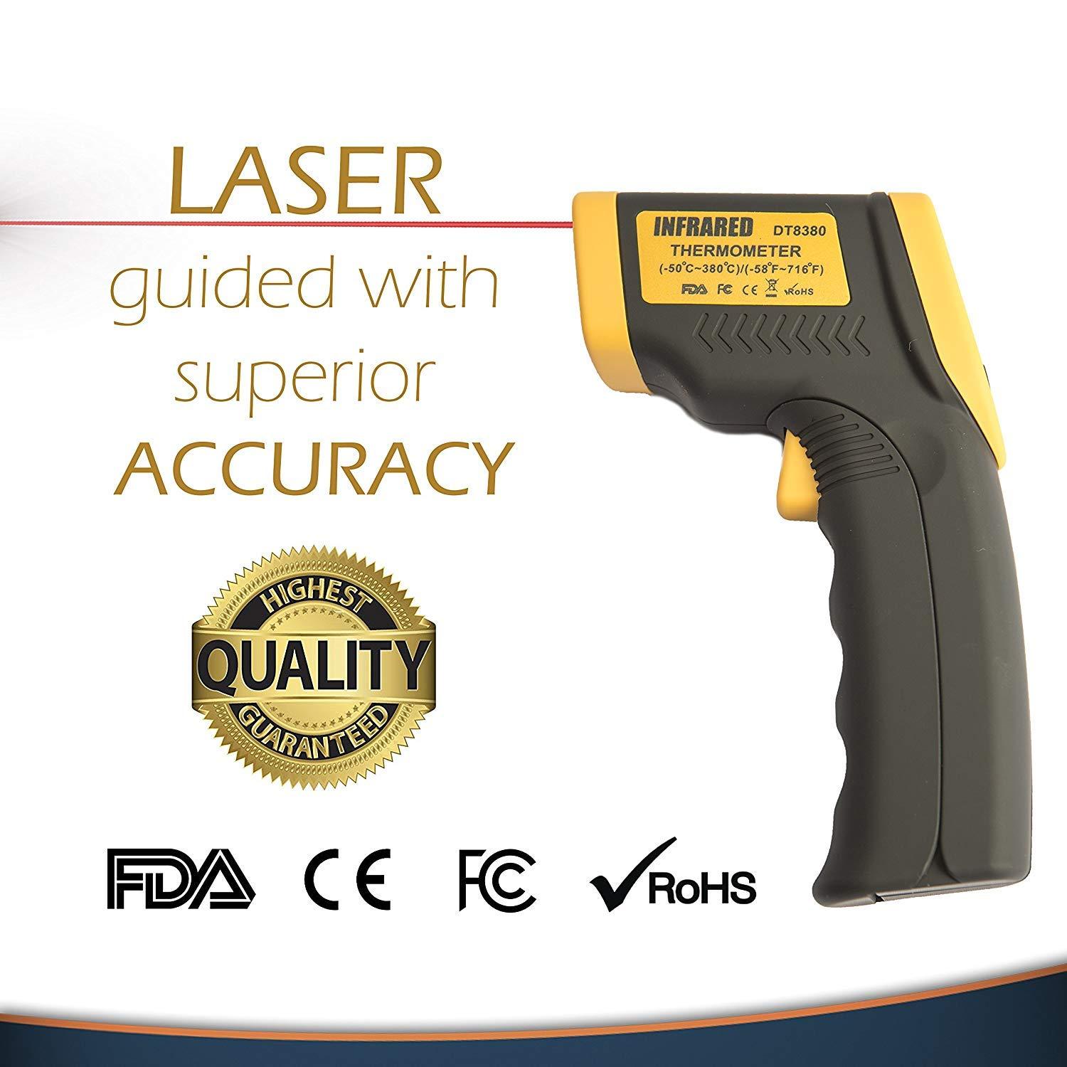 Kizen Laser DT-8380 Infrared Thermometer Non-Contact Digital Laser Tem – US  Home Gear LLC