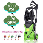 ncient NIS4600 High Pressure Power Washer 3000 PSI Electric Pressure Washer,1800W Rolling Wheels High Pressure Professional Washer Cleaner Machine+ (5) Nozzle Adapter (3000 PSI - New Model)