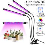 Povida Dual Head Plant Light, LED grow lights for indoor plants, 3/9/12 H Timer, 9 Dimmable Levels, 3 Switch Modes, 20W 40 LED, 360 Degree Adjustable Gooseneck Lights & Free Adapter, Red/Blue Spectrum