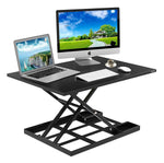 Standing Desk Stand Up Desks Height Adjustable Sit Stand Converter Laptop Stands Large Wide Rising Black Dual Monitor PC Desktop Computer Riser Table Workstation Foldable Extender Ergonomic 32 inch