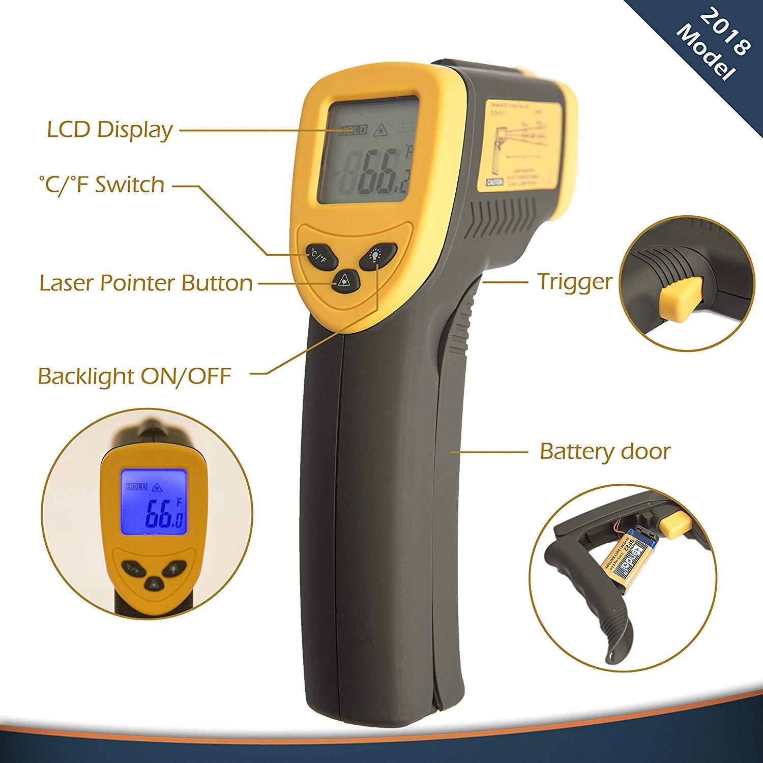 Kizen Laser DT-8380 Infrared Thermometer Non-Contact Digital Laser Tem – US  Home Gear LLC