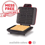 DASH No-Drip Belgian Waffle Maker: Waffle Iron 1200 Watt + Waffle Maker Machine for Waffles, Hash browns, or any Breakfast, Lunch, & Snacks with Easy Clean, Non-Stick + Mess Free Sides - Red