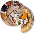 Home Perspective Cheese Cutting Board Set - Charcuterie Board Set and Cheese Serving Platter. 13 inch Meat/Cheese Board and Knife Set for Entertaining and Serving