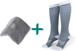 trtl Pillow & Trtl Socks Bundle - Scientifically Proven Super Soft Neck Support Travel Pillow & Trtl Compression Socks (Grey Pillow & Seattle Socks Size Small)