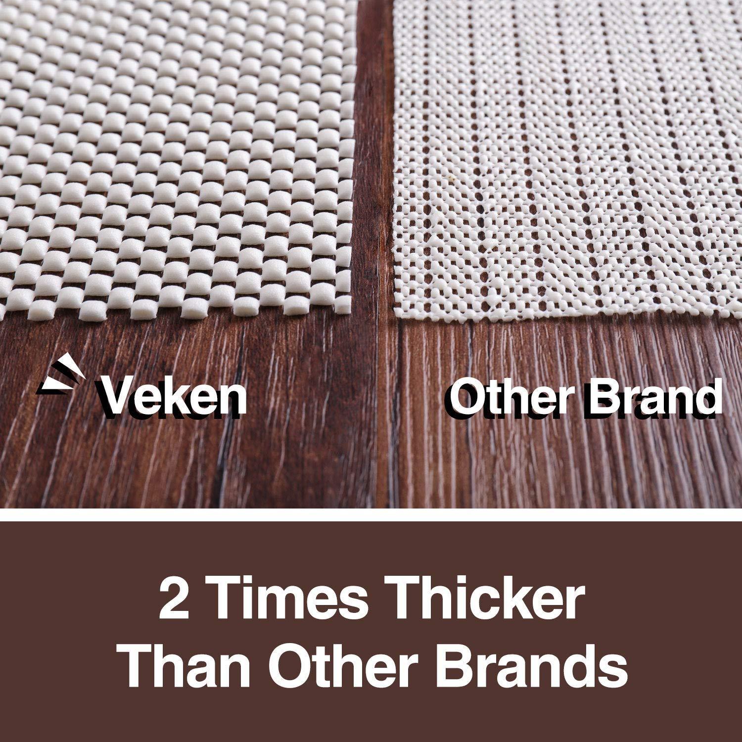 Veken Non-Slip 5 x 7 ft Extra Thick Gripper for Any Hard Surface Floors, White